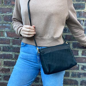 1990s Black Fabric & Leather Small Shoulder Bag