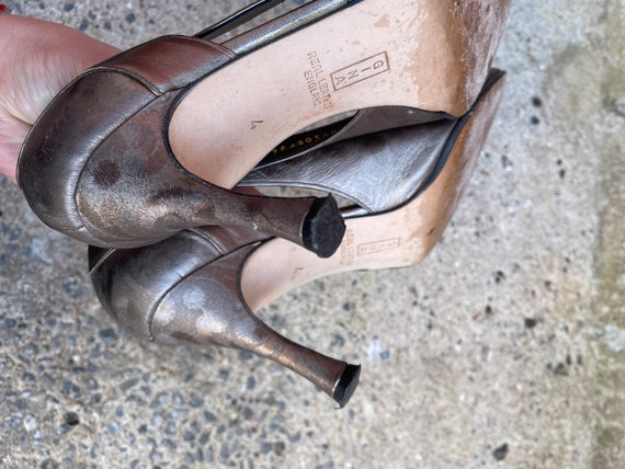 Swirl Printed Pewter Silver Court Shoes by Gina of London Etsy