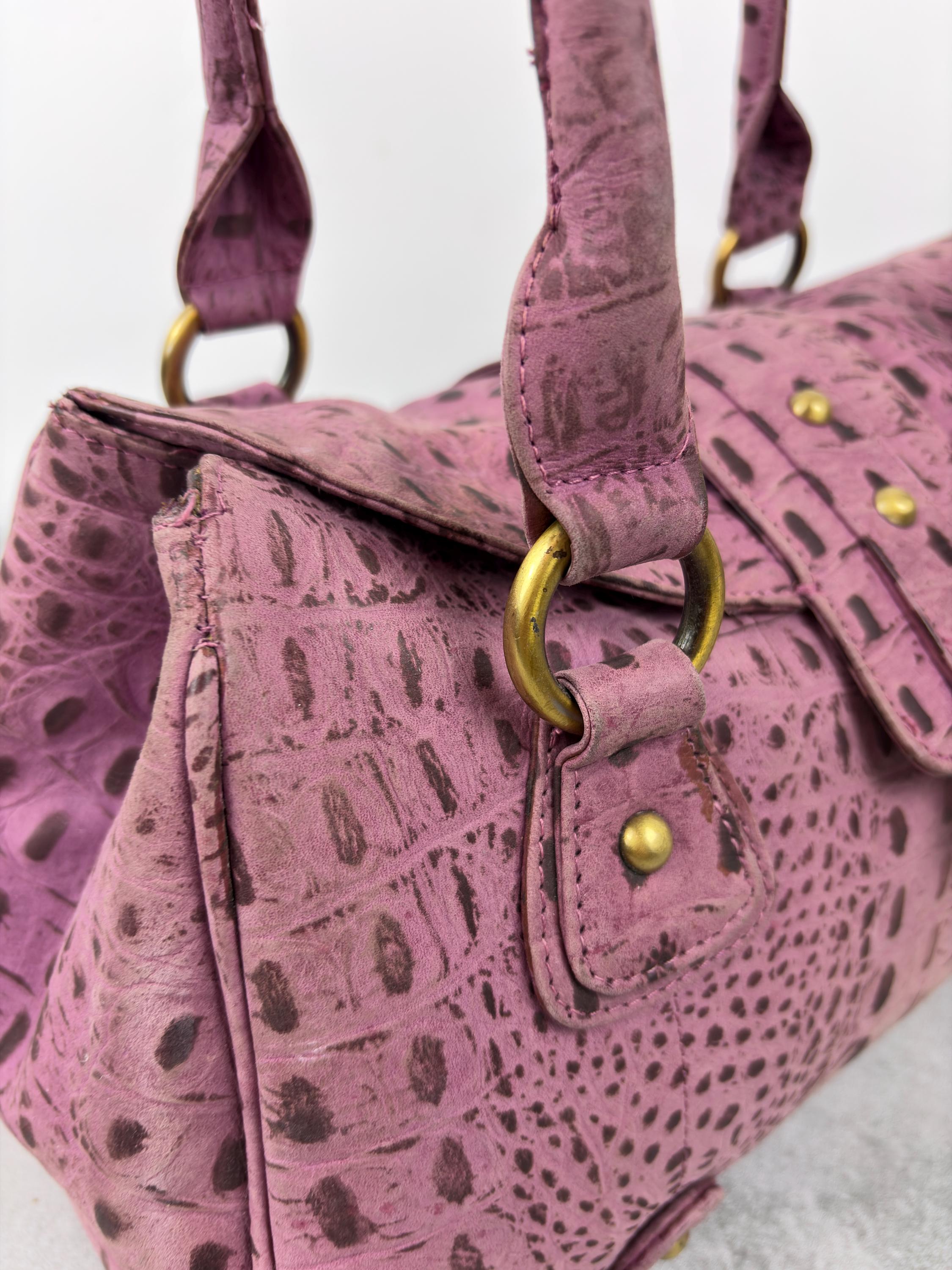 Y2K Faded Purple Croc Print Leather Shoulder Bag - Etsy