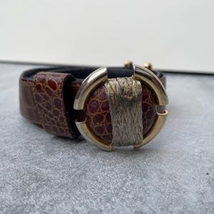 Rodo Italy Croc Embossed Brown Leather Jeans Belt - Etsy display picture 1