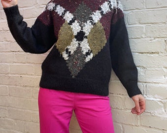 90s Black Glittery Pull Over / Jumper Size UK 10