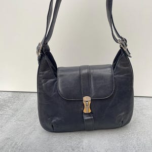 Kleine 1970er Jahre Marine Leder Doppelhenkel Tasche