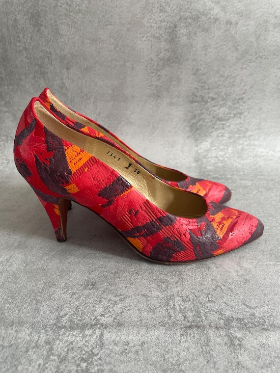 1990s Red Vintage Leather Court Shoes UK Size 5 Etsy