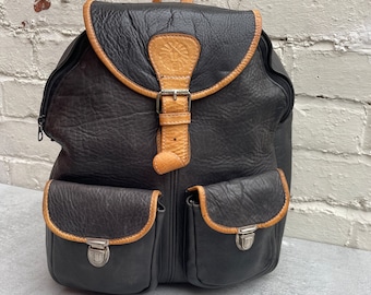 Small black Leather Backpack / Rucksack