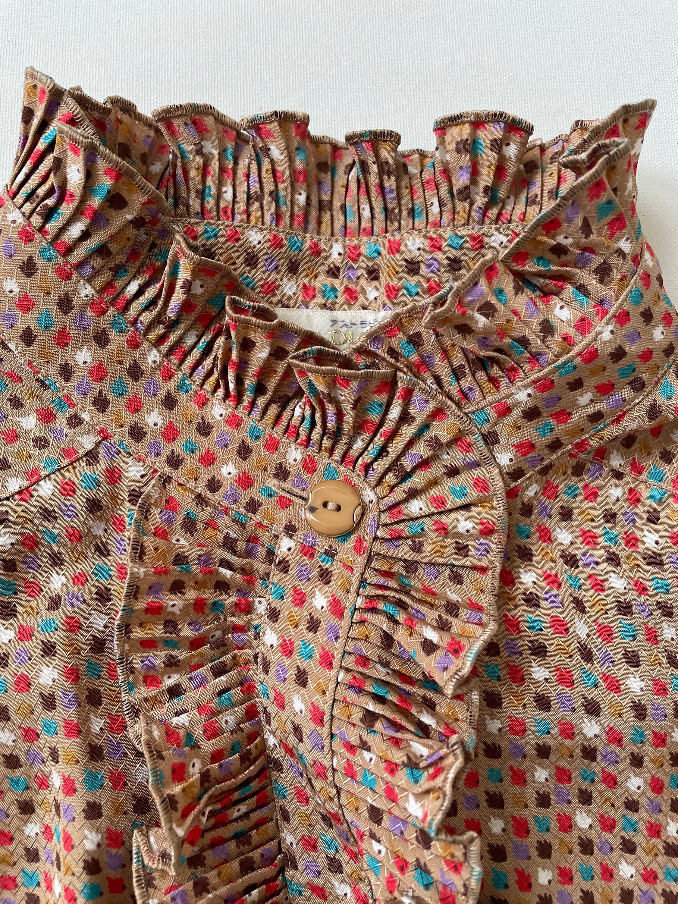 Japanese Ruffle Pattern Japanese Ruffle Bib Front Ditsy Print Vintage Tea Dress UK Size 8 - Etsy