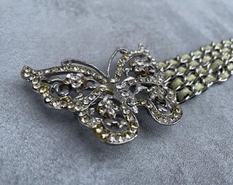Y2K Diamante Butterfly Buckle Chain & Leather Waist Belt - Etsy
