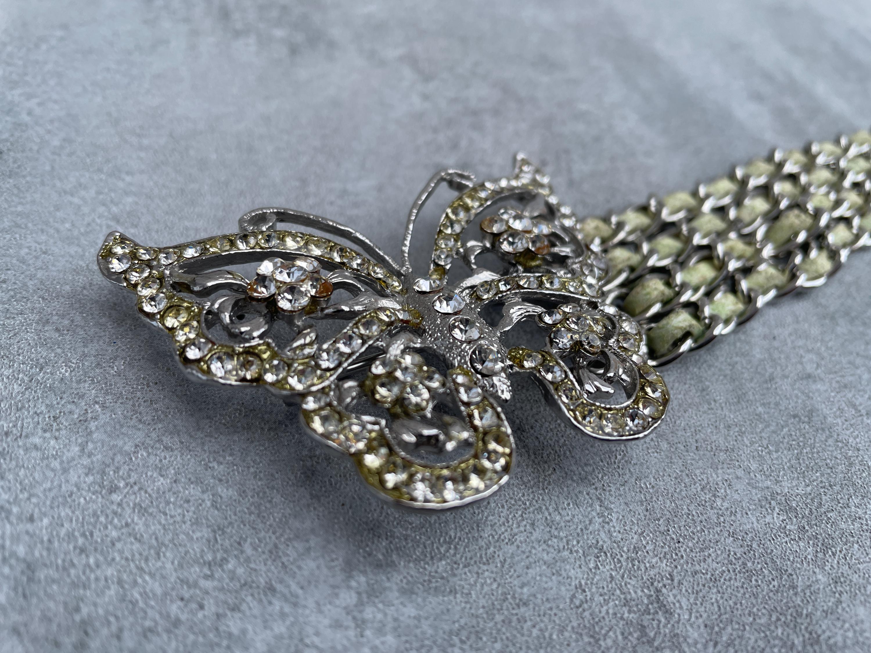 Y2K Diamante Butterfly Buckle Chain & Leather Waist Belt - Etsy