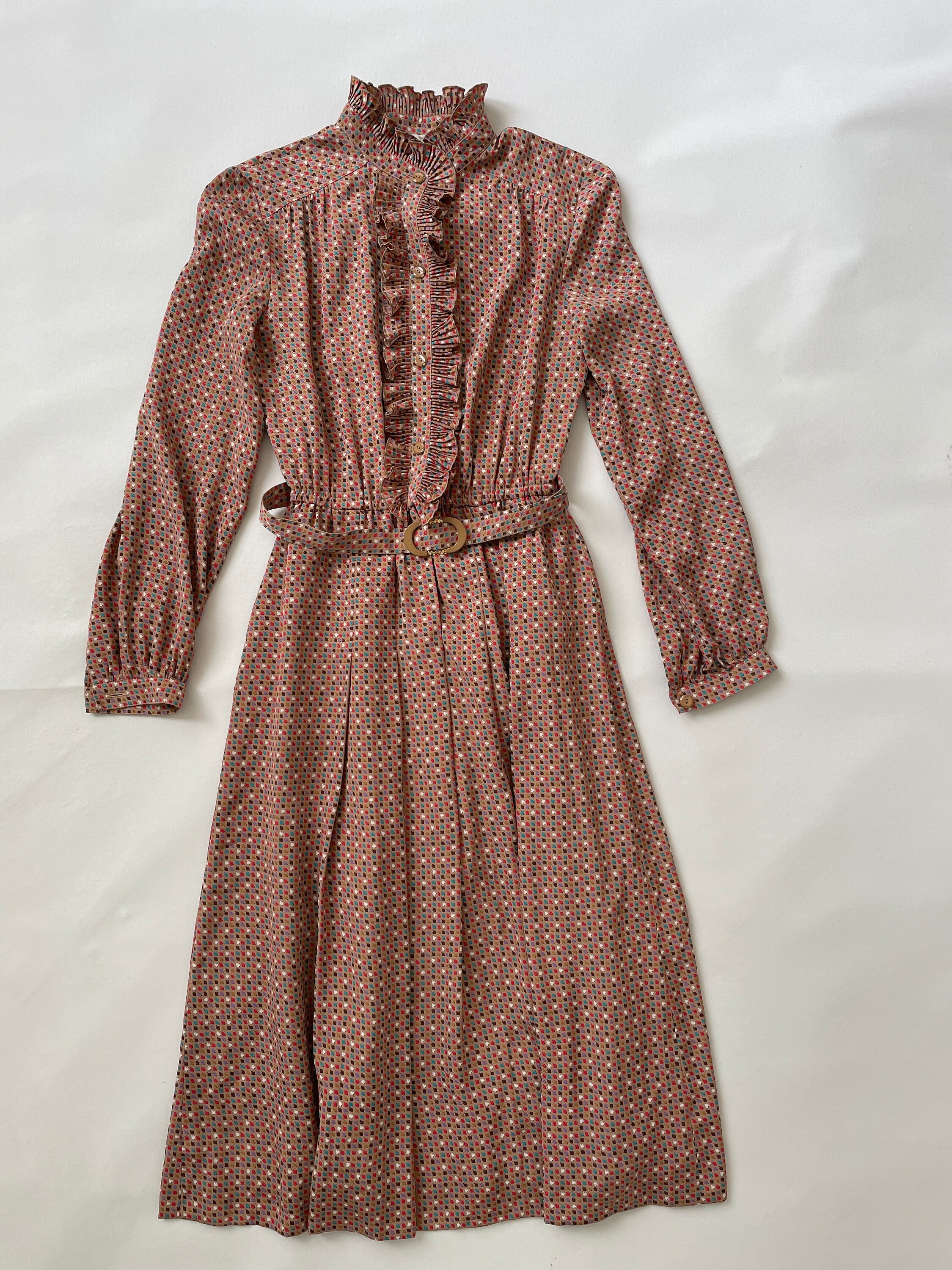 Japanese Ruffle Pattern Japanese Ruffle Bib Front Ditsy Print Vintage Tea Dress UK Size 8 - Etsy