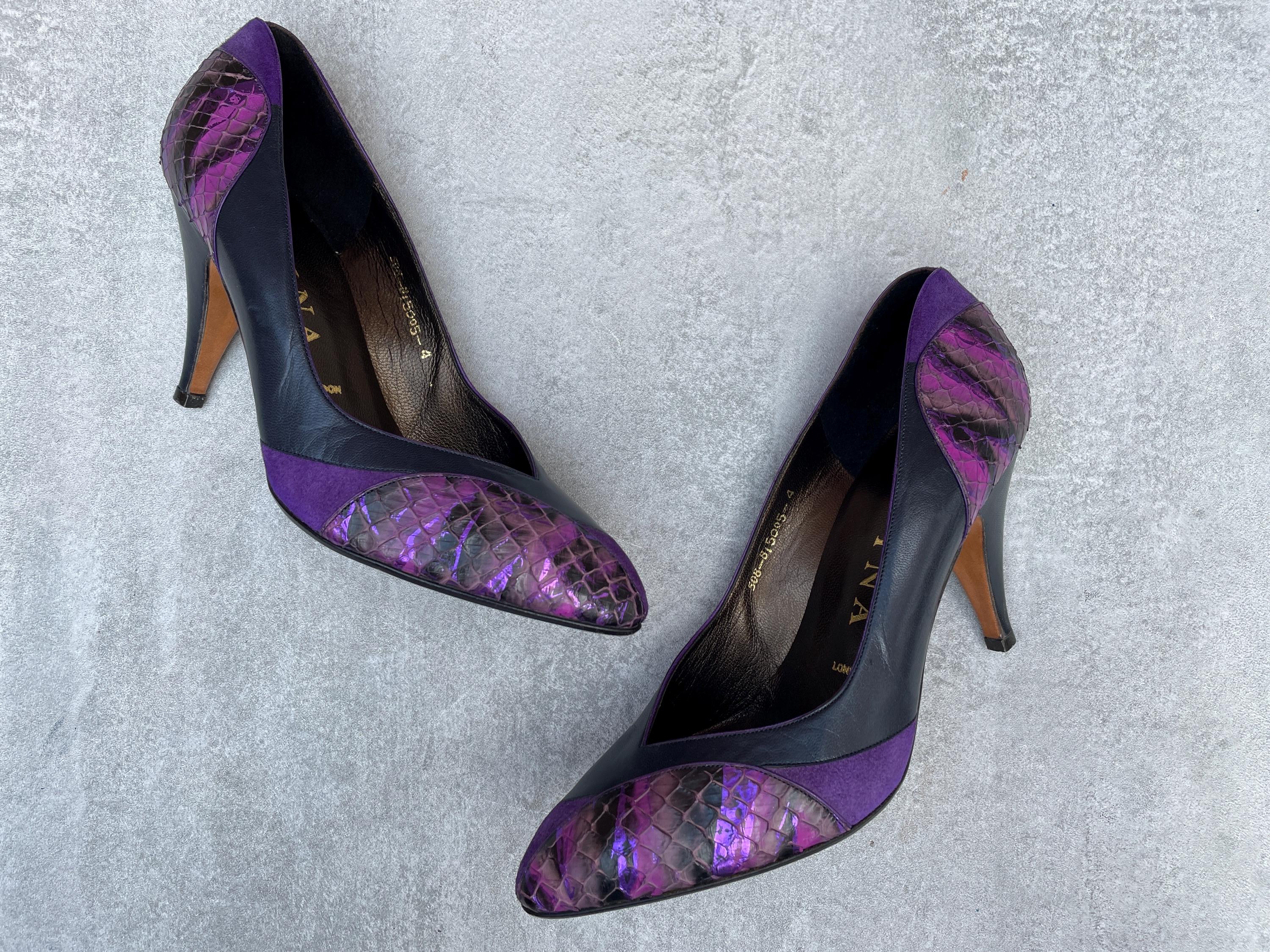 Gina London 90s Purple Vintage Court Shoes UK Size 4