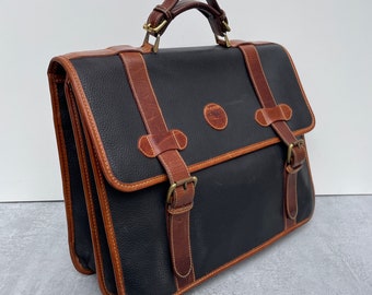 Timberland Grained Black Leather Briefcase / Laptop Bag