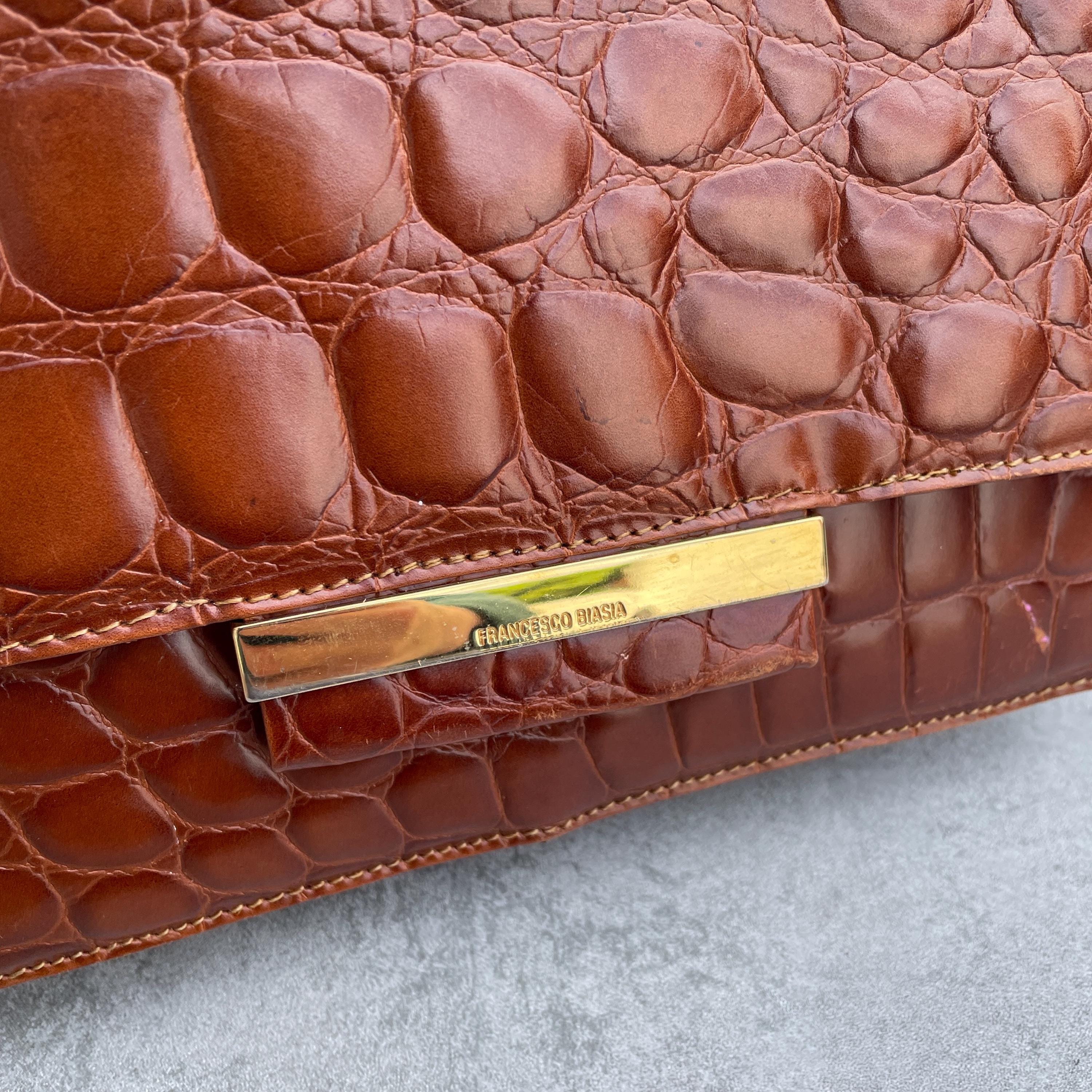 最終値下Francesco Biasia ハンドバッグ 毛皮　クロコダイルレザー 最終値下Francesco Biasia ハンドバッグ 毛皮 クロコダイルレザー