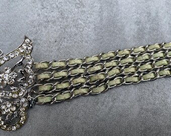 Butterfly Leather Belt Rhinestone Printed Metallic Chain Adjustable Y2K 90s Butterfly Leather Belt Rhinestone Printed Metallic Chain  main image 3