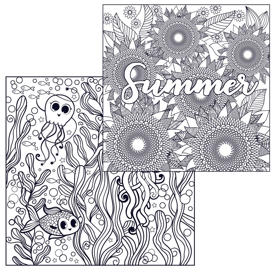 Coloring Pages for Adults and Kids. 10 Page Cute Summer Coloring Pages ...