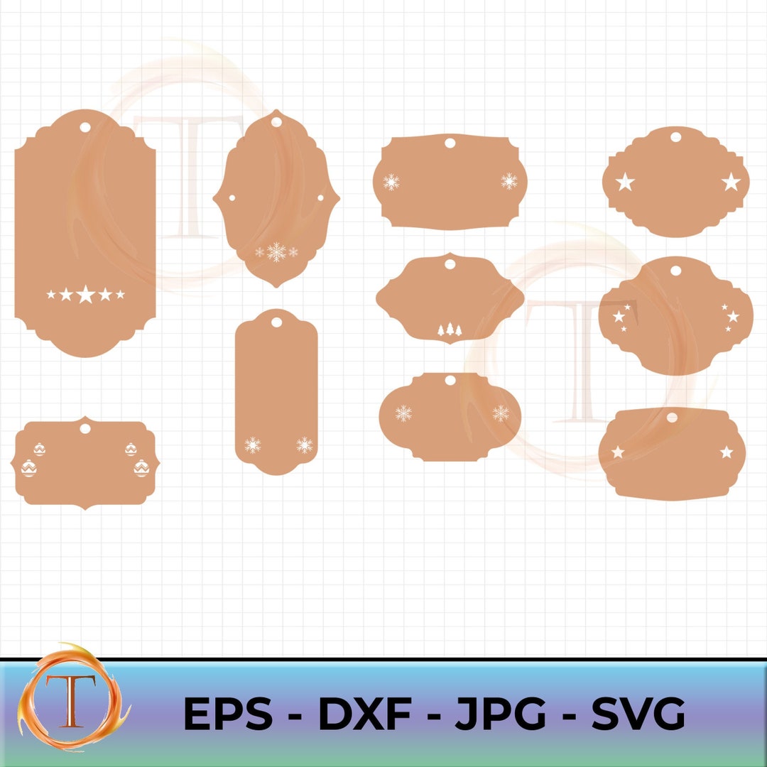 Gift Tags SVG Label Tag Cut File Templates Price Tags Svg Jpg Eps Dxf