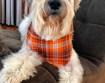 Fall dog Bandana/Autumn Dog scarf/Orange plaid