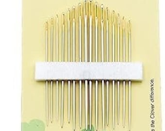 Clover Gold Eye Embroidery Needles No. 3-9, with gold eye plating