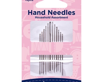 Hemline H214 | Household Hand Sewing Needles Assorted Sizes Pack Of 12