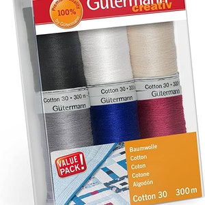 Gütermann creativ Sewing Thread Set with 6 spools Cotton 30 300 m in Different Colours