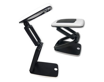 Crafters Dream Compact Desk Lamp - Foldable Black and White LED Battery Operated Desk Lamp with x3 Magnifying Lens