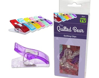 The Quilted Bear Quilting Clips Multi-Purpose Sewing Clips for Fabric Hemming Wonder Quilt Clips 18 Pack or 50 Pack Available