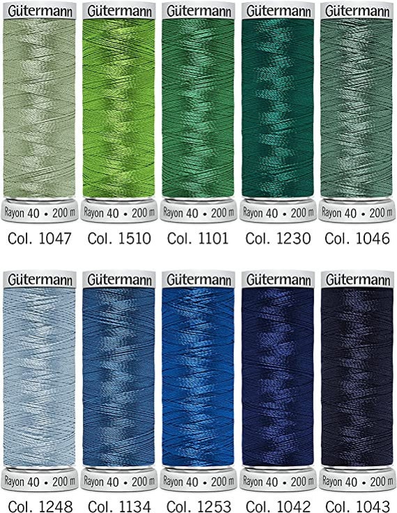 Rayon Machine Embroidery Thread Set 20 Dark Colors 1000m 