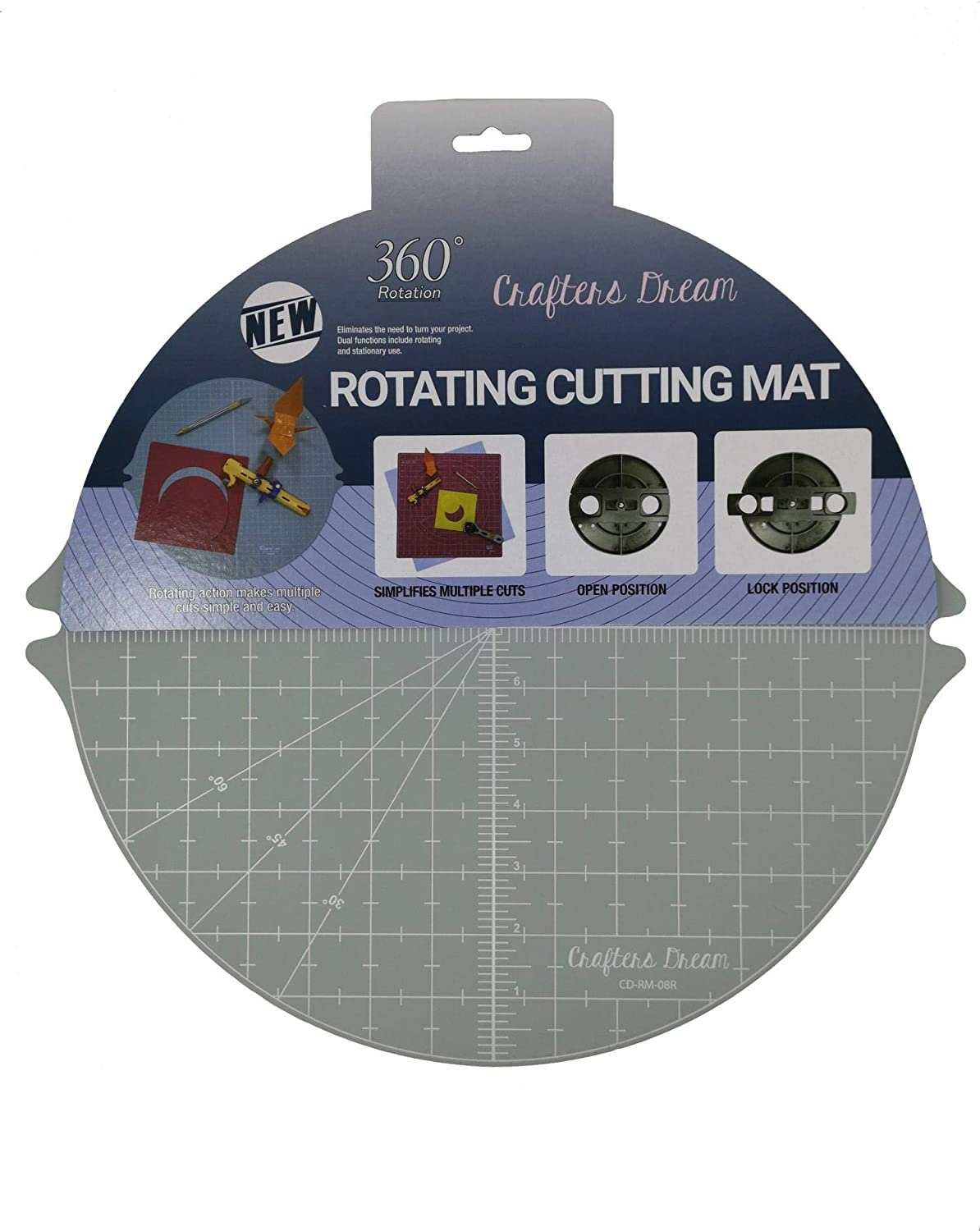 The Quilted Bear Rotating Cutting Mat 18 X 18 Square Self Healing Rotating Craft  Cutting Mat With Innovative Locking Mechanism 