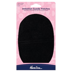 Hemline Brown Sew-In Vinyl Patches 10 x 15cm or Sew-In Imitation Suede Patches 10 x 15cm Black/Brown/Navy