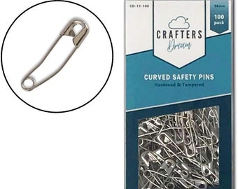 Crafters Dream Curved Safety Pins - Paquete de 40 o 100. Diseñado para Quilters. Perfecto para hilvanar edredones con todos los tipos de bateo.