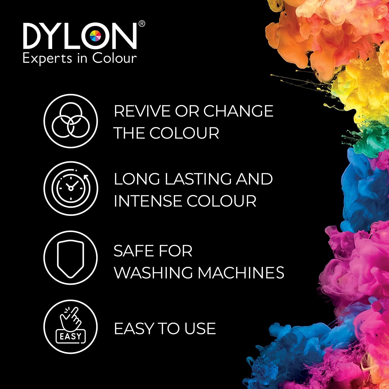 Dylon Wash & Dye Fabric Dye for Clothes & Soft Furnishings - Intense  Black/Velvet : : Arts & Crafts