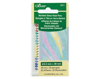 Clover Marbled Glass Head Pins, Multi-Colour, heat resistant and durable