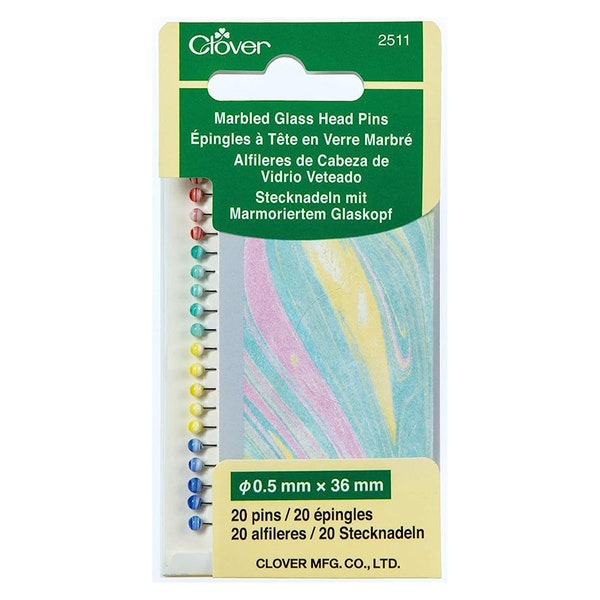 Clover Marbled Glass Head Pins, Multi-Colour, heat resistant and durable