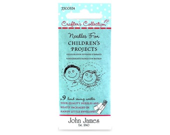 John James Crafter's Collection Needles for Children's Projects Plastic Safety Needles for Children Contains 9 Needles - Sizes: 1 and 18