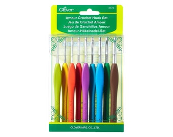 Clover Amour Soft Touch Crochet Hook Coloured All Sizes 0.6mm to 15mm  Knitting