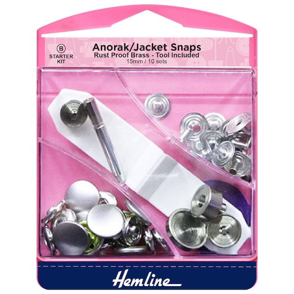 Hemline Anorak Snaps Tool Set or Nickel Snaps 15mm