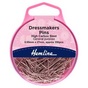 Hemline Dressmaker Pins: Nickel 30mm - 350pcs Hemline Dressmaker Pins: Nickel 30mm - 350pcs