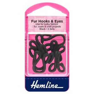 Hemline Fur Hooks & Eyes Size 3 Black, Brown or Beige