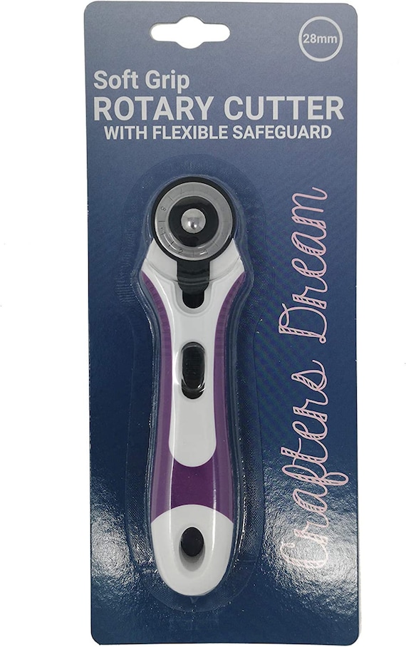 Crafters Dream Soft Grip Rotary Cutter 28mm Sharp Cutting Blade for Fabric  With Flexible Safeguard for Easy Blade Replacement 