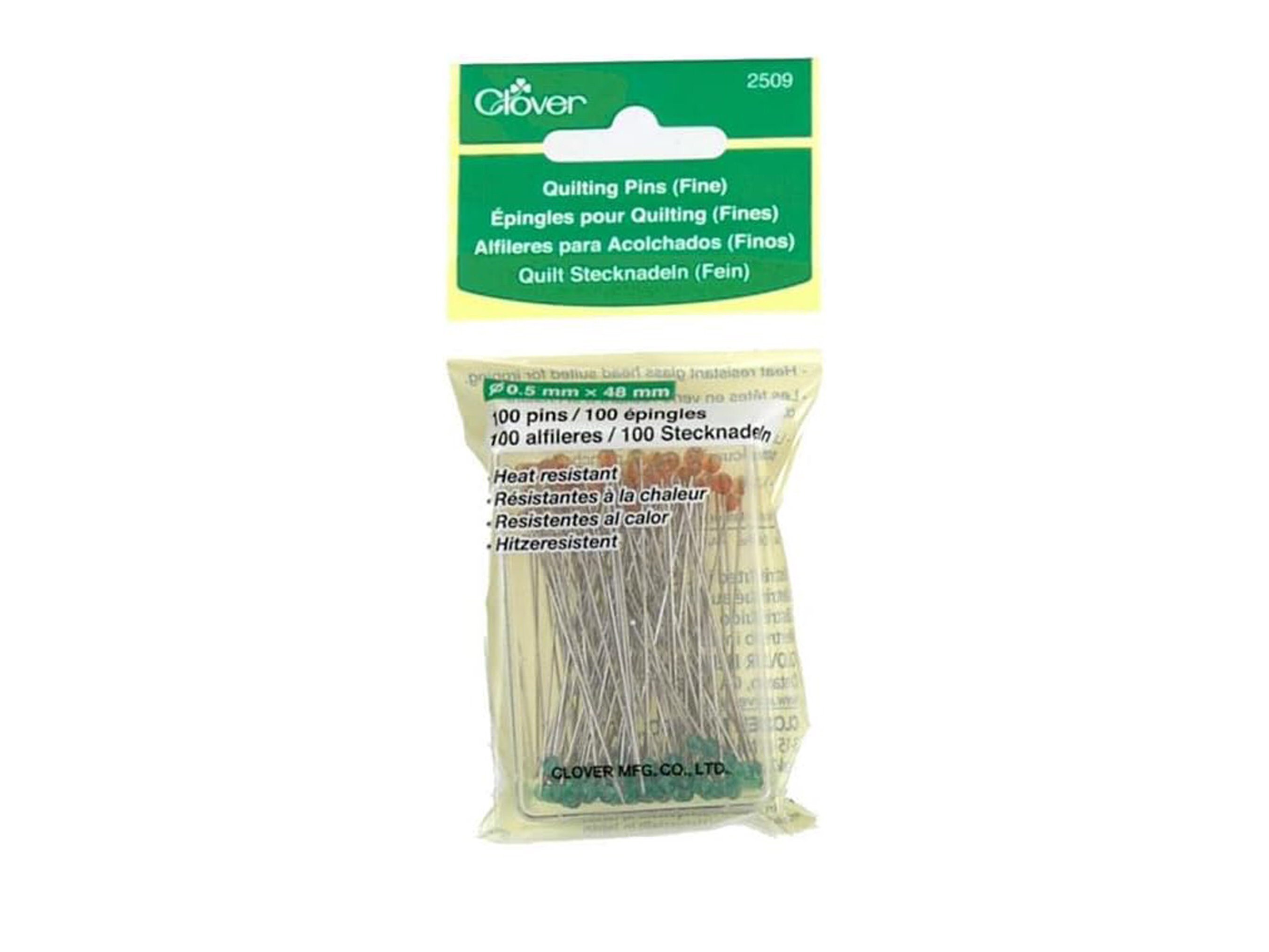 Clover Glass Head Sewing Pins Extra Fine & Sharp for Quilt Piecing 100 per  Package 