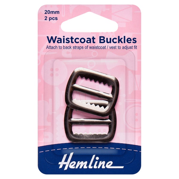 Hemline Gunmetal or Nickel Vest/Waistcoat Buckles 20mm 2 Pack