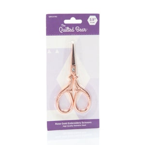The Quilted Bear Rose Gold Embroidery Scissors - Precision Rose Gold Antique Design Embroidery/Nail Scissors with Sharp Blades
