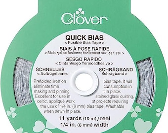 Clover Quick Bias Tape 6mm x 10m: Silver, Gold or Black