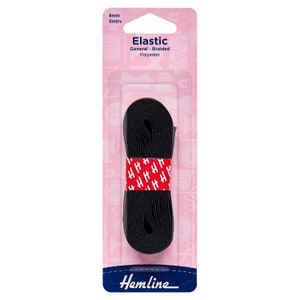 Hemline General Purpose Polyester Soft Stretch Knitted Elastic Black: Wide Range of Sizes Available