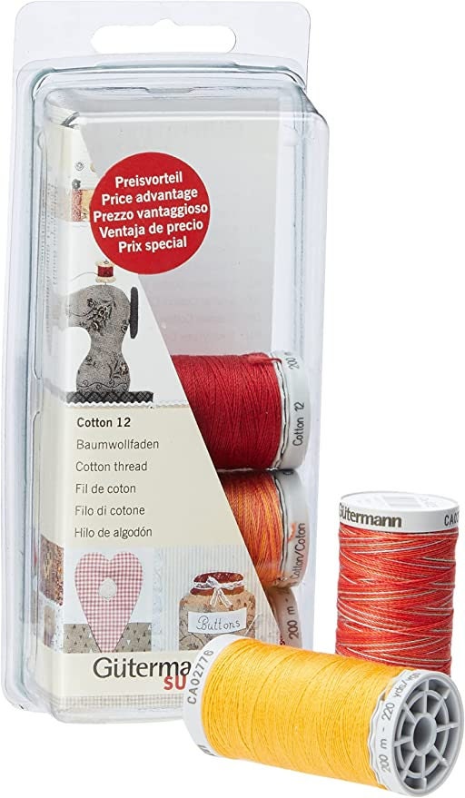 Gutermann Thread Set: Machine Embroidery Cotton 12 3 Colour - Etsy