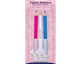 Hemline Dressmaker Fabric Marking Pencils with Brush Set of 3