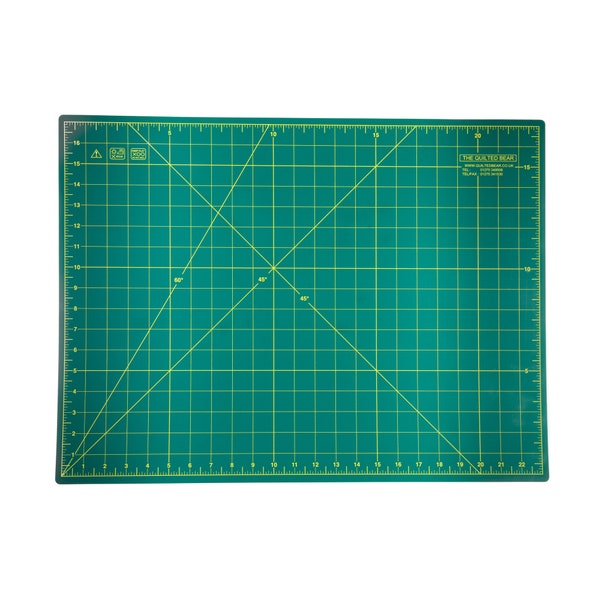The Quilted Bear Cutting Mats - Sewing and Quilting Self Healing Cutting Mat 18" x 24" (A2) with 60 & 45 Degree Angle Markings