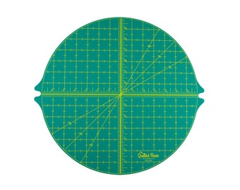 The Quilted Bear Rotating Cutting Mat - Circular 14" x 14" Self Healing 360 Rotating Craft Cutting Mat with Innovative Locking Mechanism