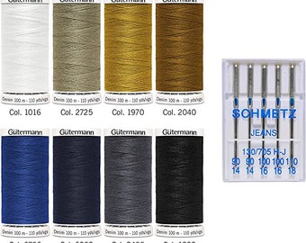 Gutermann Creativ Thread Set: Denim 8 x 100m and 5 Jeans Machine Needles