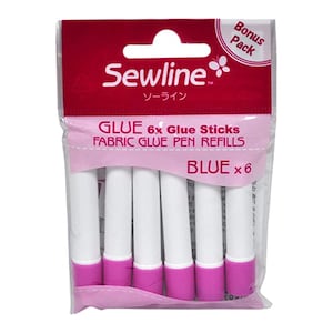 Premium-Qualität Sewline Nählinie Refill für Klebestift Stoffe Quilten Notion 6 Pack, Blau, Gelb, Pink, Trocknet Klar