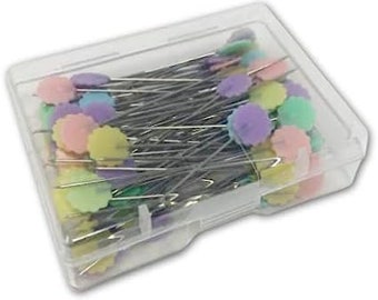 Crafters Dream Flower Head Pins - 100 x 0.58 x 54mm Nickle Plated Steel Sewing Pins for Ironing and Marking, Sewing, Quilting, and More!