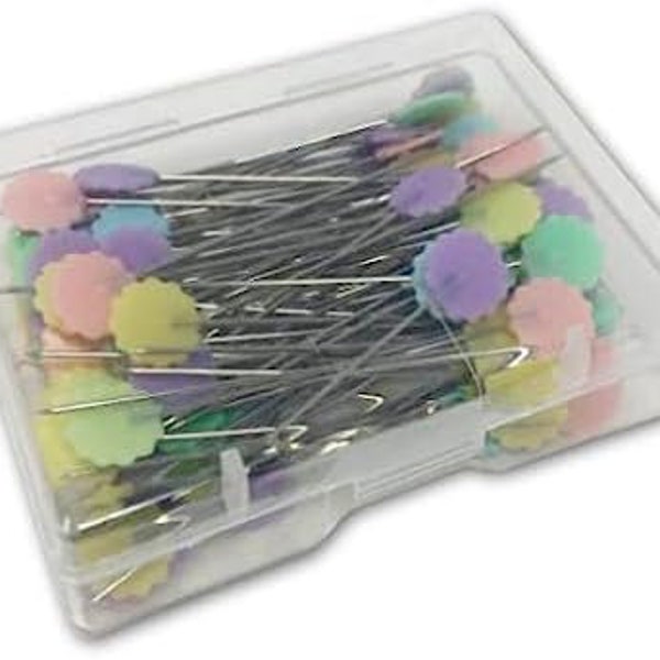 Crafters Dream Flower Head Pins - 100 x 0.58 x 54mm Nickle Plated Steel Sewing Pins for Ironing and Marking, Sewing, Quilting, and More!